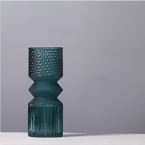 Vase de maison moderne en verre de bosse bleu azur transparent
