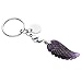 Produktbild JSDDE Edelstein Schlüsselanhänger Reiki Healing Stein Carved Flügel Engelsflügel Schlüsselring Taschenanhänger Keychain Glückbringer Amethyst
