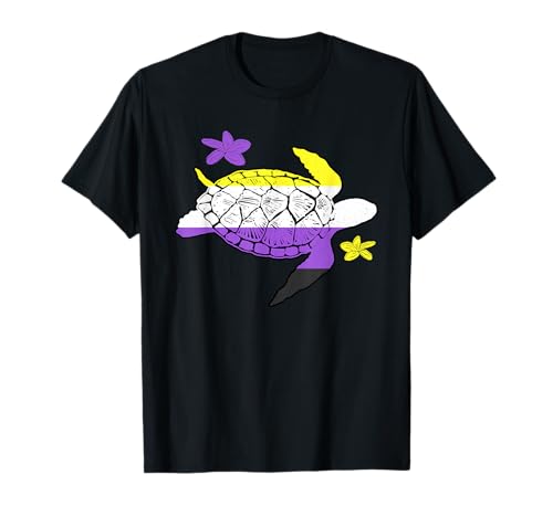 Nette Schildkrötentiere ohne binäre Flagge LGBT Enby Nonbinary T-Shirt