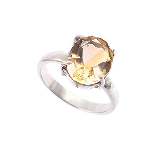 Bague argent 925 citrine taille 18 solide qui ne ternit pas sur la peau