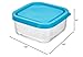 Bormioli Rocco Frigoverre Basic 11.75 Oz. 4'' Inch, Glass, Food Container with Teal Lid, Made in Italy.