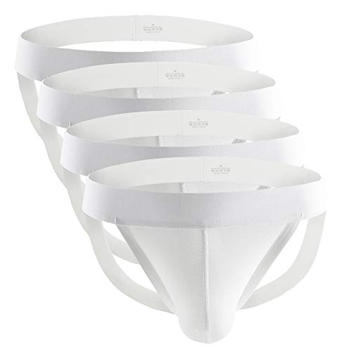 Billtop Men's Jockstrap Mesh Pouch Athletic Supporters Underwear for Men White