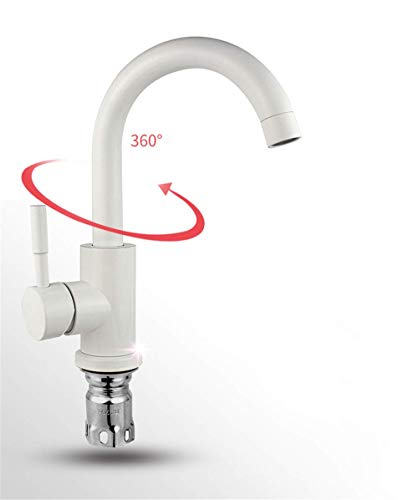 Grifo de cocina de acero inoxidable 304 blanco con llave giratoria 3