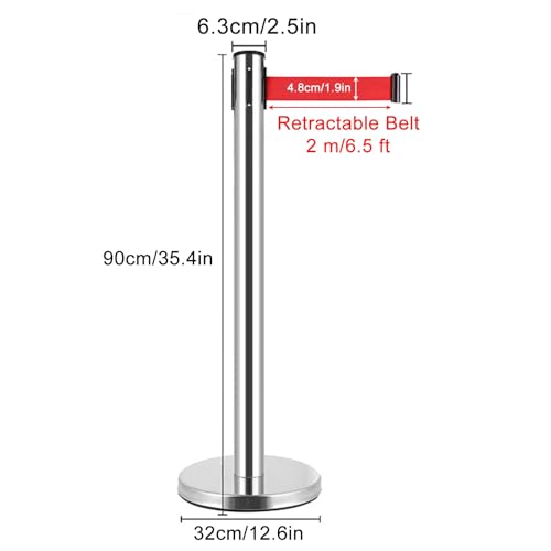 Poteau de guidage avec base lestée et sangle rétractable pour file d'attente
