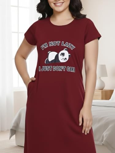 Image of White Moon Cotton Printed Nighty for Women's | Night Gown | Printed Nighty for Girls | Nightdress | Nighty for Women | Sleepwear | Ladies Nighty | Nighties | Premium Soft Cotton Nighty Women