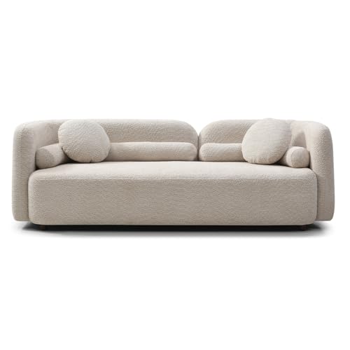 Image of 4PCS Sofa Set for Living Room, Boucle Sofa Set with 2 Loveseat Sofas and 2 Accent Chair, Minimalist Couch Set, 6 Seater Living Room Furniture Sets for Apartment Home Office (Beige)