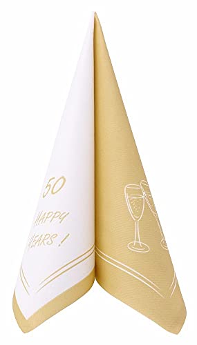 50 Servietten 50. Geburtstag 40x40 cm stoffähnlich - 50 HAPPY YEARS Cover