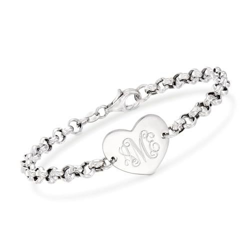 Ross-Simons Italian Sterling Silver Personalized Heart Bracelet