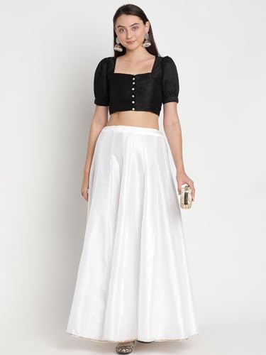 Image of studio rasa Women's Silk Blend Printed V-Neck Padded Readymade Top for Festive Party Wedding