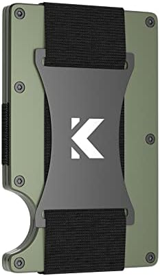 KEYMARX Metal Wallet for Men Slim Front Pocket RFID Blocking Minimalist Wallet Card Holder with Cash Strap