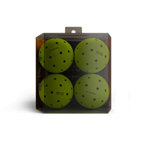 Image of Hundred Delta P500 Pro Pickleball Balls | Pack of 4 | USA Pickleball Approved | 40 Hole Design | Tournament Ball (Neon Yellow)