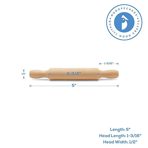 image for Wooden Mini Rolling Pin, 5 Inches Long, Pack of 6, Great for in The Ki