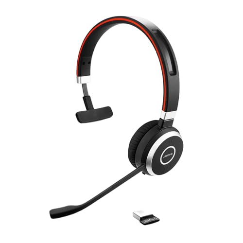 Jabra Evolve 65 SE Mono Wireless Headset - Bluetooth Headset with Noise-Cancelling Microphone, Long-Lasting Battery, and Dual Connectivity - MS Teams Certified, Works with All Other Platforms - Black
