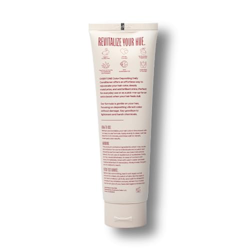 Image of Overtone Daily Color Depositing Conditioner - 4.5oz Temporary Coloring Conditioner with Shea Butter & Coconut Oil - Refresh Color & Prevent Fading - Vegan & Cruelty-Free, Red for Brown is Scarlet Red
