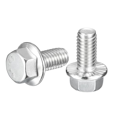 Image of uxcell 10Pcs 5 /16-18 x 3 /4 inch Flanged Hex Head Bolts, 304 Stainless Steel Flange Hexagon Screws, Flange Hex Drive Screws 5.8 Grade for Machinery Industry Home Appliances, Silver