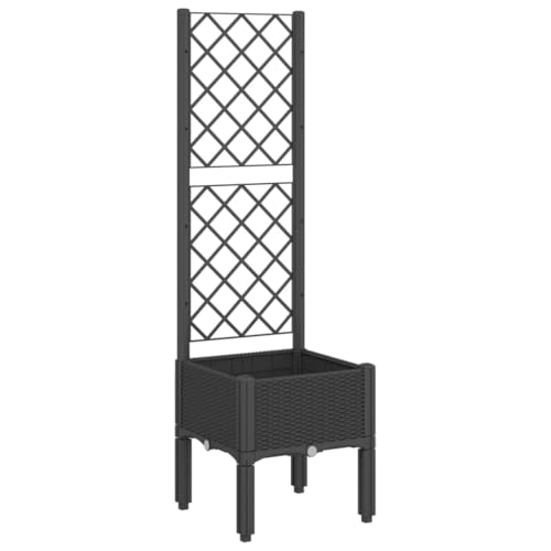 Pot de fleurs avec tuteur design surélevé aspect rotin chic