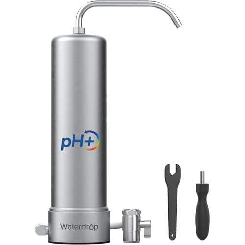 [Alkaline] Waterdrop Water Filter for Sink Faucet, NSF/ANSI 42 Certified Countertop Water Filter System, 5-Stage Stainless Steel Faucet, 8000 Gallons, Reduces 99% Chlorine, WD-CTF-03(1 Filte