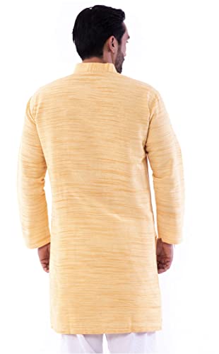 Image of Men's Khadie Cotton Relaxed Kurta - Yellow Color