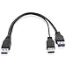 Produktbild Best Plug 30cm Y 3.0 USB Kabel Verteiler Splitter Weiche, 2 USB A-Stecker männlich auf 1 USB A-Buchse Kupplung weiblich, Übertragungsrate, Schwarz