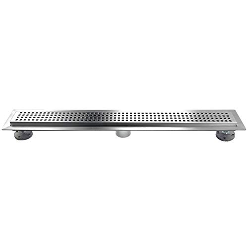 Neodrain Linear Shower Drain with Removable Height Adjustable Quadrato Pattern Grate, 24-Inch, Brushed 304 Stainless Steel, WATERMARK&CUPC Certified,Include Adjustable leveling feet,Hair Strainer Neodrain Linear Shower Drain with Removable Height Adjustable Quadrato Pattern Grate, 24-Inch, Brushed 304 Stainless Steel, WATERMARK&CUPC Certified,Include Adjustable leveling feet,Hair Strainer