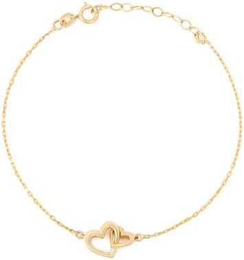 Gelin Interlocking Heart Bracelet 10K or 14K Solid Gold