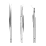 YIKUBO 3PCS Precision Tweezers Silver Stainless Steel Tweezers,Ultra-Fine, High-Precision, Thin, for Eyelashes, Nails, and Jewelry Watch DIY Crafts