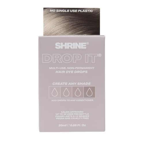 Shrine Drop It DARK ASH Hair Dye Drops | Semi-Permanent Vegan Customisable Hair Colour | Mix with Conditioner | Vegan & Cruelty-Free | Temporary Hair Dye | 20ml