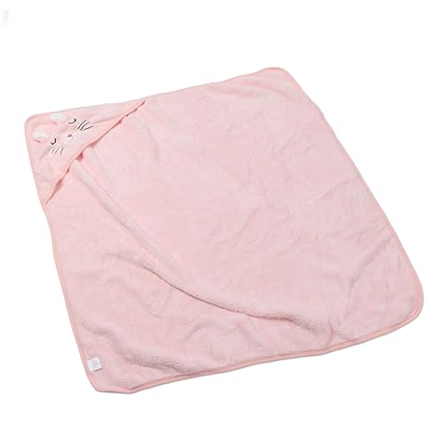Serviette à capuche bébé en velours corail rose cadeau naissance - 2