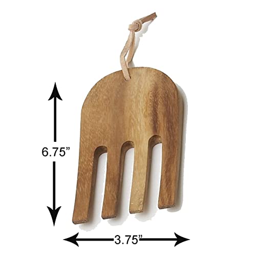 Woodard & Charles Acaica Wood 12" X 5" Serving Bowl Set With Serving Hands, 3 Piece Set #TOP6