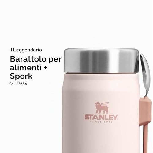 STANLEY 1913 Classic Legendary Food Jar 0.4L Con Spork - Thermos Mantiene Caldo O Freddo Per 7 Ore - Contenitore Termico Per Alimenti Caldi - Lavabile In Lavastoviglie - Senza BPA - Rose Quartz - Immagine 2