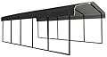Arrow Carports Galvanized Steel Carport, Full-Size Metal Carport Kit, 12' x 24' x 7', Charcoal