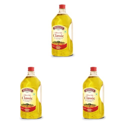 Image of Borges Classic Olive Oil - 2 L |Packed in Spain |75% MUFA | Rich in Antioxidants | Ideal For Mediterranean dishes like Pizza, Pasta and speciality dishes (Pack of 3)