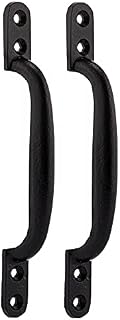 XFORT 2 Pack Hotbed Handle, Door Pull Handle, D Handle, Gate Handle for Wooden Gates, Barn Door Handle, Black Traditional Cast Iron Pull Handle for Gates, Barns and Shed Doors