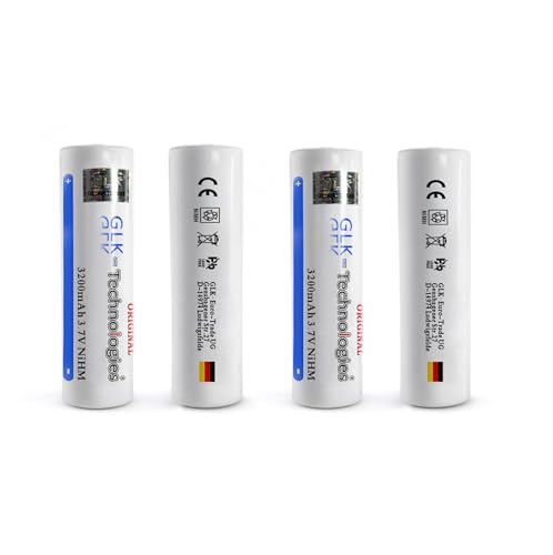 4 Stück GLK-Technologies® G4NH18650 High Power 3200 mAh NiMH Flat Top high Drain Taschenlampe-Scheinwerfer-Fans-Akku wiederaufladbarer Akku (4Stk) BJ2026