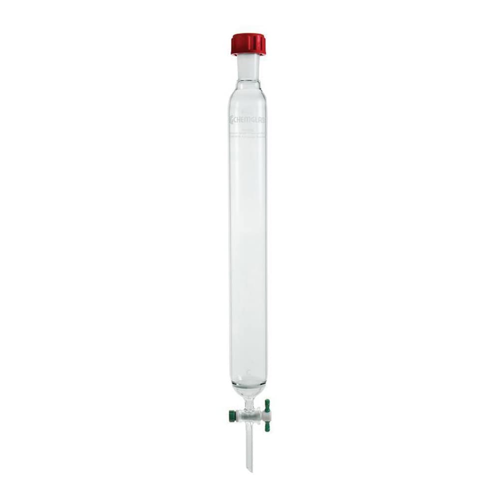 Chemglass CG-1193-15 Series CG-1193 Chromatography Column with Coarse Fritted Disc, 2 mm PTFE Stopcock and 24/40 Rodaviss Outer Joint, 1.50" ID, 12" Length