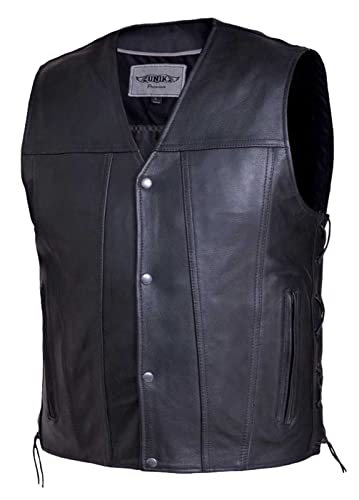 Men's Premium Leather Motorcycle Vest,Black,Size - XL, 2611-00-BLK-XL