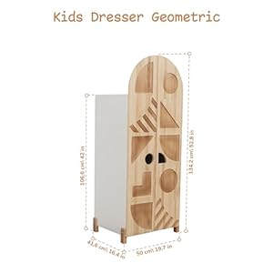   BUSYWOOD-Montessori-Dress-Up-Storage-Kids-Dress-Up-Rack-Toddler-Wardrobe-Dress-Up-Station-Kids-Armoire-Wardrobe-Geometric-Montessori-Closet