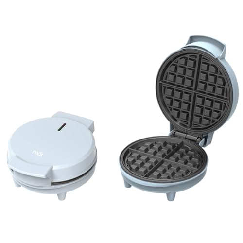 MOI 8-inch Waffle Maker – 180° Rotary for Even Cooking, Non-Stick Stainless Steel Plate, 1080W with Power & Ready Indicator Lights