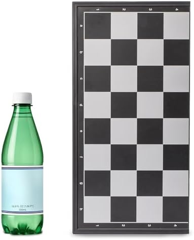 Yellow Mountain Imports Large 2-in-1 Travel Magnetic Chess & Checkers Board Game Set - 36 Centimeters - Folding, Portable, Multi-Game Set - 1