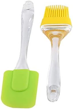 FoxitKitchen Silicone Oil Basting Flat Pastry Brush and Spatula Purpose Cooking Brush Set of 2 (8.5 inch)