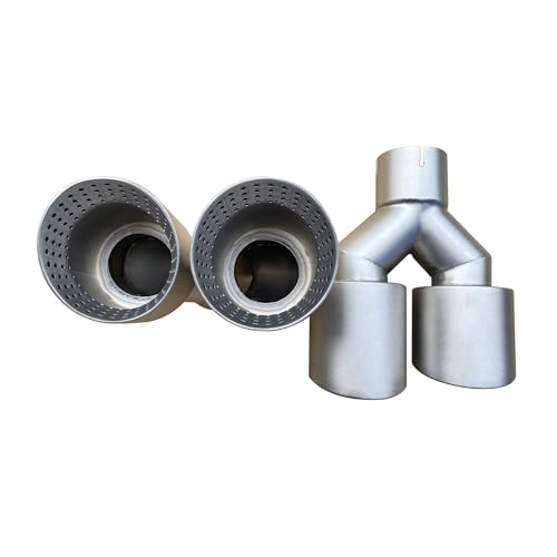 Silencieux d'échappement en acier inoxydable poli miroir double sortie 63mm IN 101mm OUT