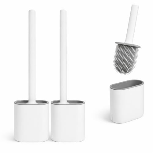 Kit 2 Escovas Sanitárias de Silicone com Suporte, Design Minimalista, Escova Redonda para ...