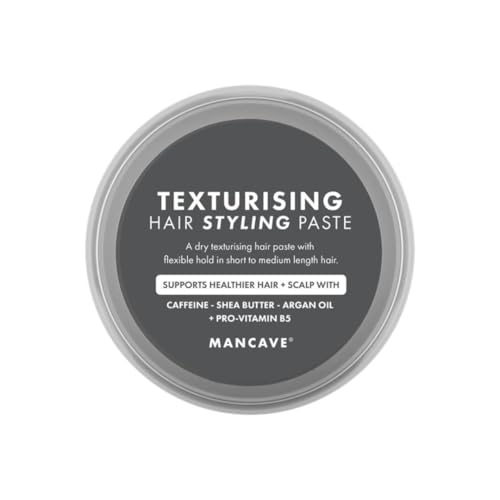 ManCave Texturising Hair Paste for Men Natural Looking Texture and Definition with Panthenol Arginine and Caffeine Flexible and Reworkable Hold Vegan Cruelty Free 75 ml Packaging May Vary