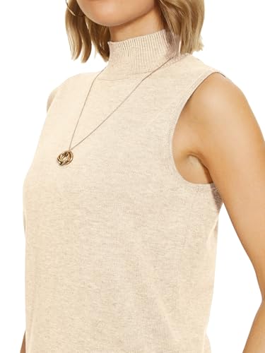 Image of INKOFF Sleeveless Mock Neck Turtleneck Knit Tops Women Dressy Casual Sweater Vest Business Work Tank