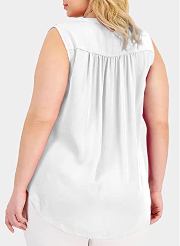 Image of Eytino Womens Plus Size Tank Tops Summer Sleeveless V Neck Casual Loose Chiffon Blouse Office Work Shirts(1X-5X)