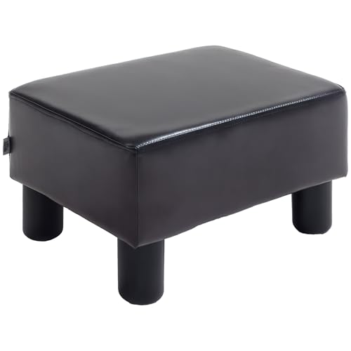 HOMCOM Pouf Repose-Pied Tabouret Bas en polyuréthane capacité de Charge 110 Kg 40 x 30 x 24 cm Marron