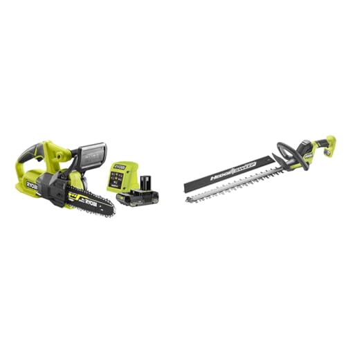 RYOBI Duo ONE+ 18V : Tronçonneuse compacte 20 cm + Taille-Haies LINEA 50cm - livré avec 1 batterie lithium+ 18V 2,5 Ah et 1 chargeur 1,5 A