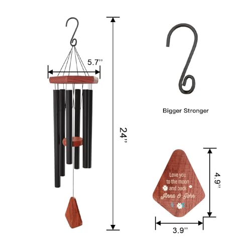 Image of Personalized Wedding Wind Chimes,inch Customized Wedding Gifts for Couples, Anniversary Wind Chime for Husband /Wife,Girlfriends /Boyfriends Loving Memory Outdoor