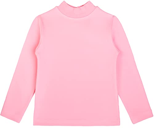 Image of Lilax Girls' Basic Long Sleeve Mock Turtleneck Cotton T-Shirt
