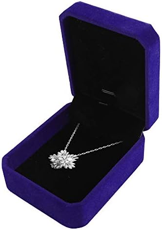 LamQee Necklace Pendant Box Velvet Jewelry Storage Display Case Gift Boxes For Wedding Romantic Proposal Engagement Birthday Anniversary Valentine's Day Christmas Gift, Blue